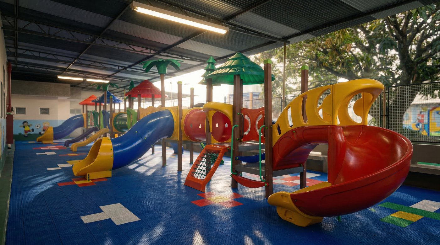 Playground no p&aacute;tio da escola